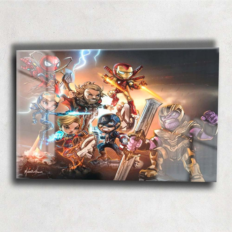 Quadro Metalizado Vingadores vs Thanos Art Animação Placa Decorativa Brilhante