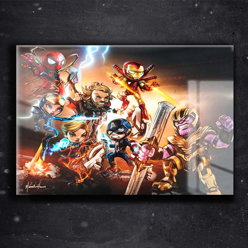 Quadro Metalizado Vingadores vs Thanos Art Animação Placa Decorativa Brilhante