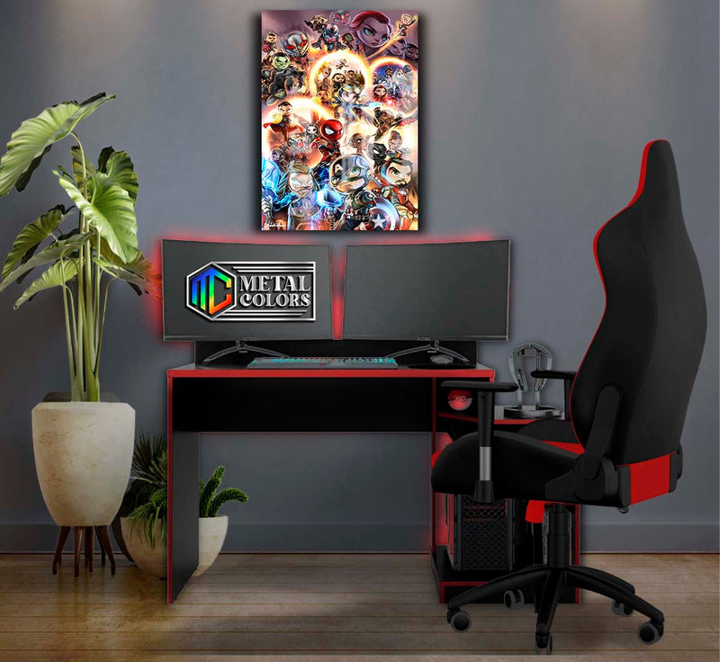 Quadro Metalizado Vingadores Ultimato Art Animação Placa Decorativa Brilhante