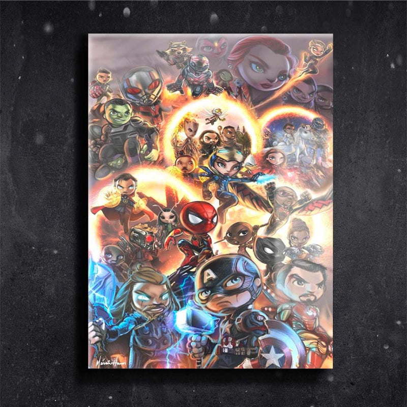 Quadro Metalizado Vingadores Ultimato Art Animação Placa Decorativa Brilhante