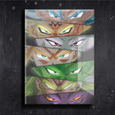 Quadro Metalizado Perfil Olhos Anime Dragon ball Personagens Placa Decorativa Brilhante