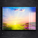 Quadro Metalizado Nascer do Sol Placa Decorativa Brilhante