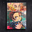 Quadro Metalizado Perfil Olhos Anime Demon Slayer Personagens Placa Decorativa Brilhante
