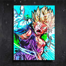 Quadro Metalizado Gohan Batalha Dragon Ball Anime Placa Decorativa Brilhante