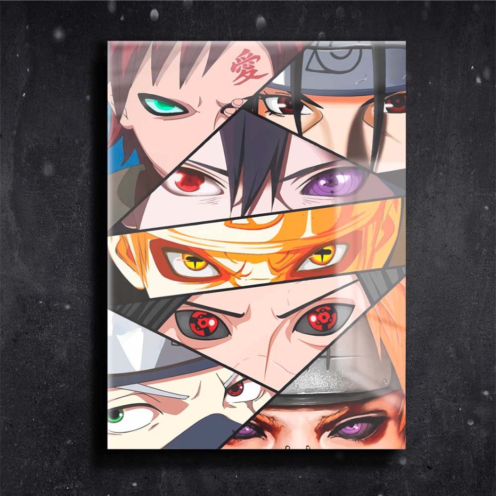 Quadro Metalizado Perfil Olhos Anime Naruto Shippuden Personagens Plac