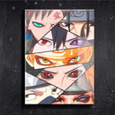 Quadro Metalizado Perfil Olhos Anime Naruto Shippuden Personagens Placa Decorativa Brilhante