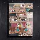 Quadro Metalizado Perfil Olhos Anime Nanatsu no Taizai Personagens Placa Decorativa Brilhante
