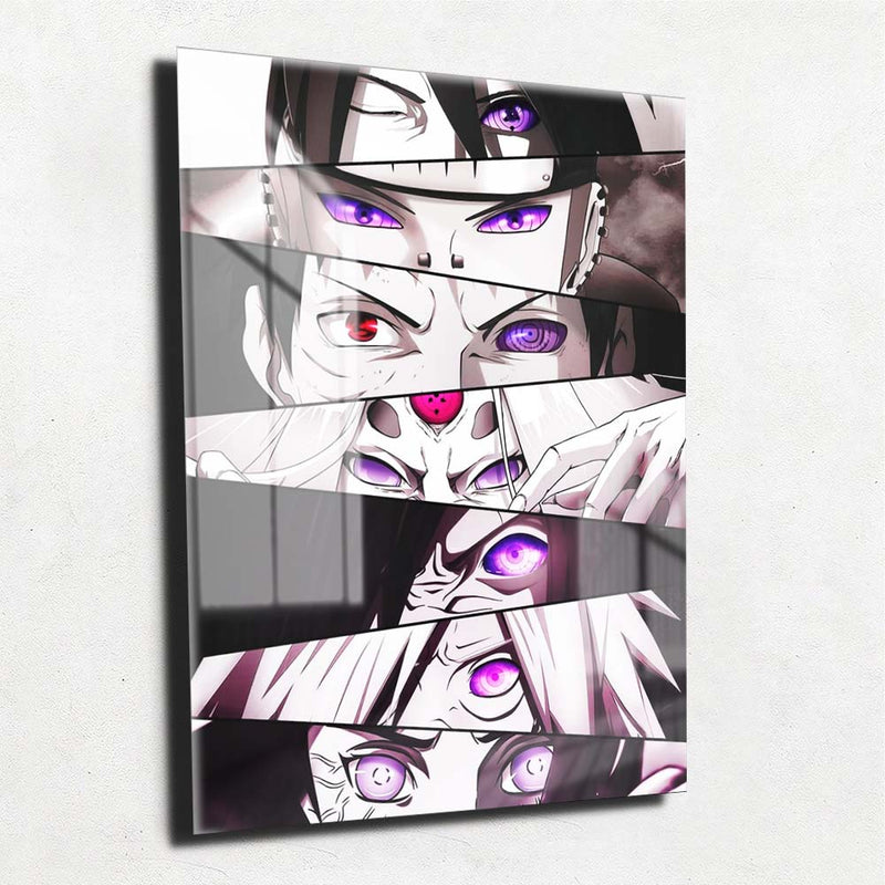 Quadro Metalizado Perfil Olhos Anime Naruto Vilões Personagens Placa Decorativa Brilhante