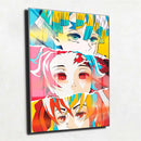 Quadro Metalizado Perfil Olhos Demon Slayer Anime Personagens Placa Decorativa Brilhante