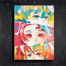 Quadro Metalizado Perfil Olhos Demon Slayer Anime Personagens Placa Decorativa Brilhante