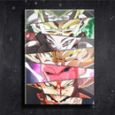 Quadro Metalizado Perfil Olhos Anime Dragon Ball Z Personagens Placa Decorativa Brilhante
