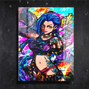 Quadro Metalizado Jinx Arcane Série Placa Decorativa Brilhante