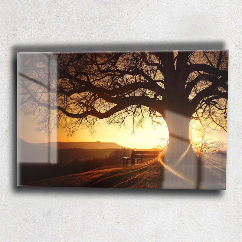 Quadro Metalizado Pôr do Sol Esperança Placa Decorativa Brilhante