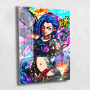 Quadro Metalizado Jinx Arcane Série Placa Decorativa Brilhante