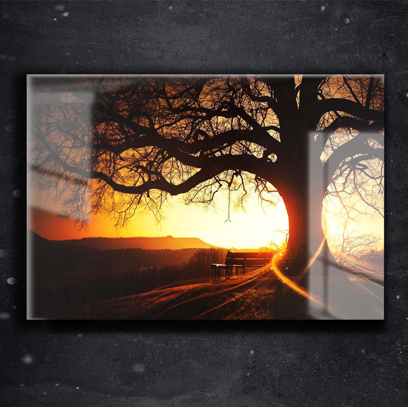 Quadro Metalizado Pôr do Sol Esperança Placa Decorativa Brilhante