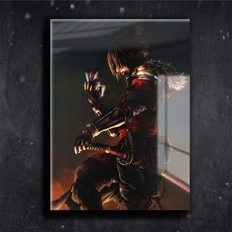 Quadro Metalizado Ninja Art Shinobi Placa Decorativa Brilhante