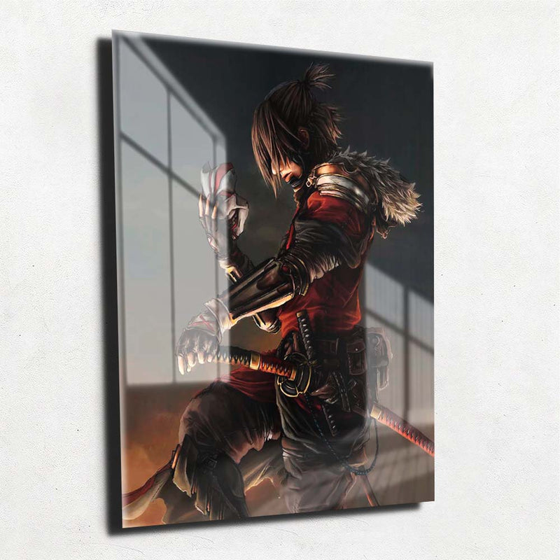 Quadro Metalizado Ninja Art Shinobi Placa Decorativa Brilhante