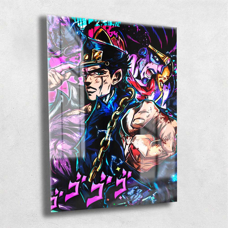 Quadro Metalizado Jotaro Kujo Anime Jojo Placa Decorativa Brilhante