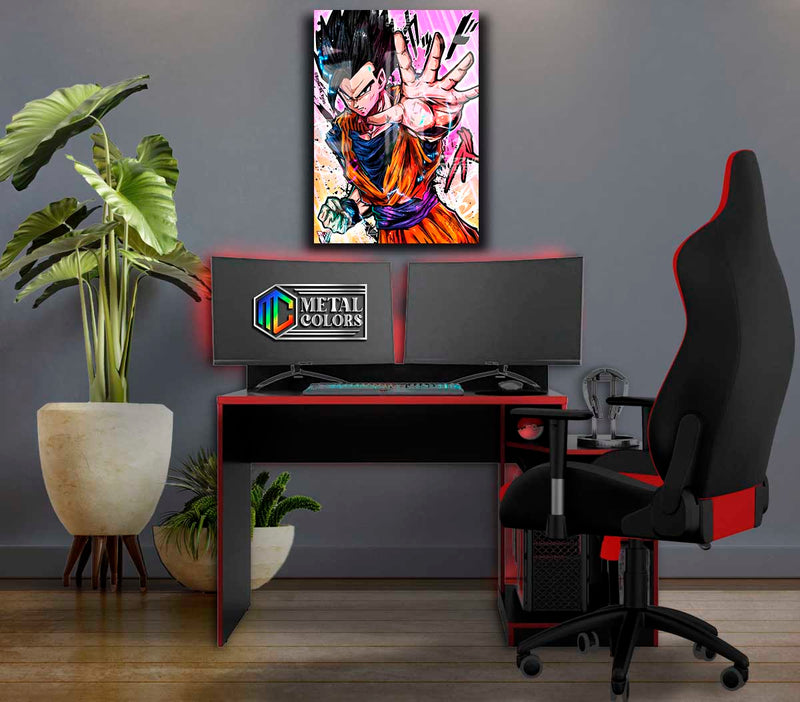 Quadro Metalizado Gohan Dragon Ball Z Anime Placa Decorativa Brilhante