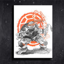Quadro Metalizado Michelangelo Tartarugas Ninja Art Placa Decorativa Brilhante