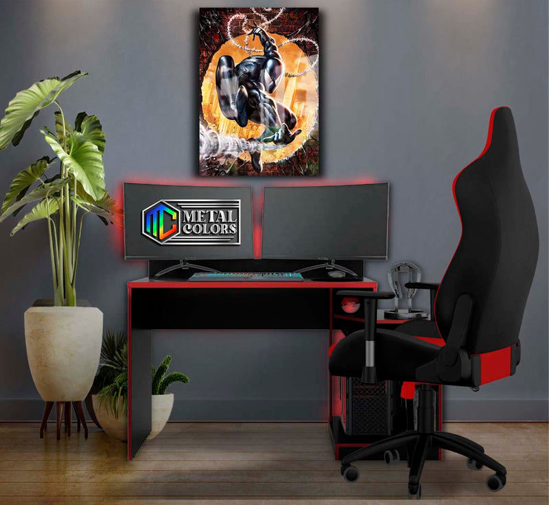 Quadro Metalizado Homem Aranha Venom Placa Decorativa Brilhante