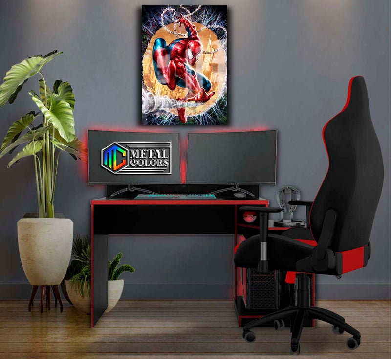 Quadro Metalizado Homem Aranha art Placa Decorativa Brilhante