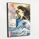 Quadro Metalizado Megazord Power Rangers vs Godzilla Placa Decorativa Brilhante