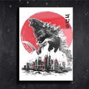 Quadro Metalizado Godzilla Art Placa Decorativa Brilhante