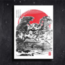 Quadro Metalizado Godzilla vs Jaeger Art Placa Decorativa Brilhante