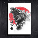 Quadro Metalizado Godzilla Japão Art Placa Decorativa Brilhante