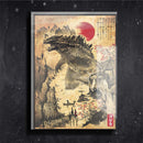 Quadro Metalizado Godzilla Japão Art Placa Decorativa Brilhante