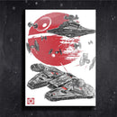 Quadro Metalizado Naves Star Wars Placa Decorativa Brilhante