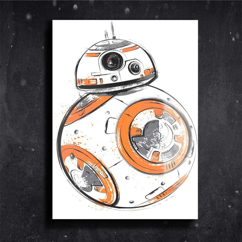 Quadro Metalizado BB-8 Filme Star Wars Placa Decorativa Brilhante