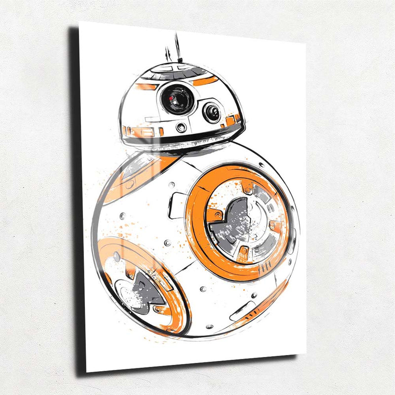 Quadro Metalizado BB-8 Filme Star Wars Placa Decorativa Brilhante