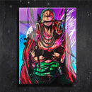 Quadro Metalizado Zoro One Piece Anime Placa Decorativa Brilhante