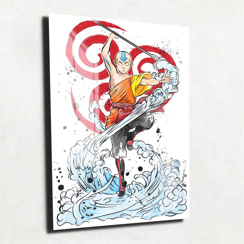 Quadro Metalizado Avatar Aang Anime Art Placa Decorativa Brilhante