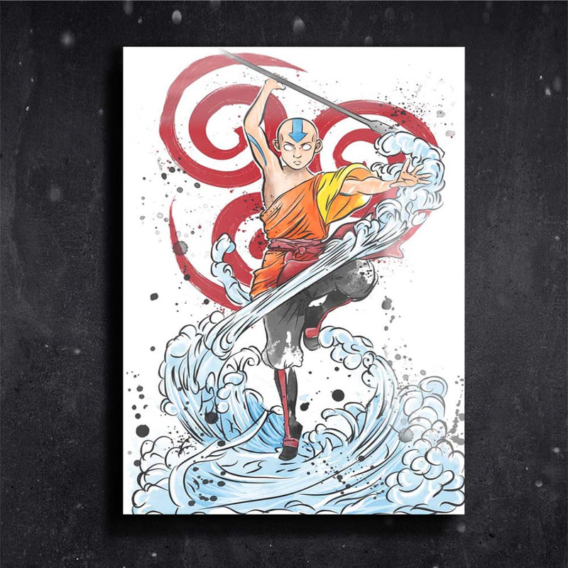 Quadro Metalizado Avatar Aang Anime Art Placa Decorativa Brilhante