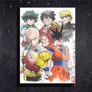 Quadro Metalizado Goku Naruto Luffy Saitama Placa Decorativa Brilhante