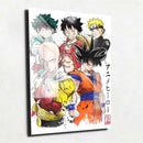 Quadro Metalizado Goku Naruto Luffy Saitama Placa Decorativa Brilhante