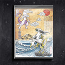 Quadro Metalizado MewTwo Pokémon Placa Decorativa Brilhante