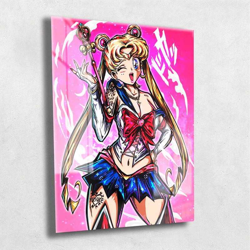 Quadro Metalizado Usagi Tsukino Anime Sailor Moon Placa Decorativa Brilhante