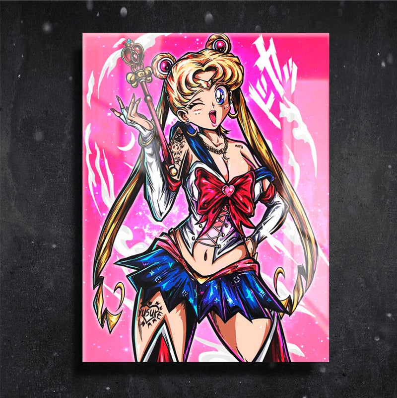 Quadro Metalizado Usagi Tsukino Anime Sailor Moon Placa Decorativa Brilhante