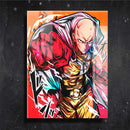 Quadro Metalizado Saitama Anime One Punch Man Placa Decorativa Brilhante