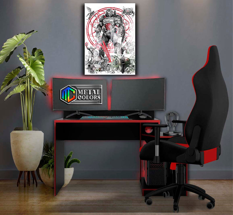 Quadro Metalizado Super Meroid Jogo Art Placa Decorativa Brilhante