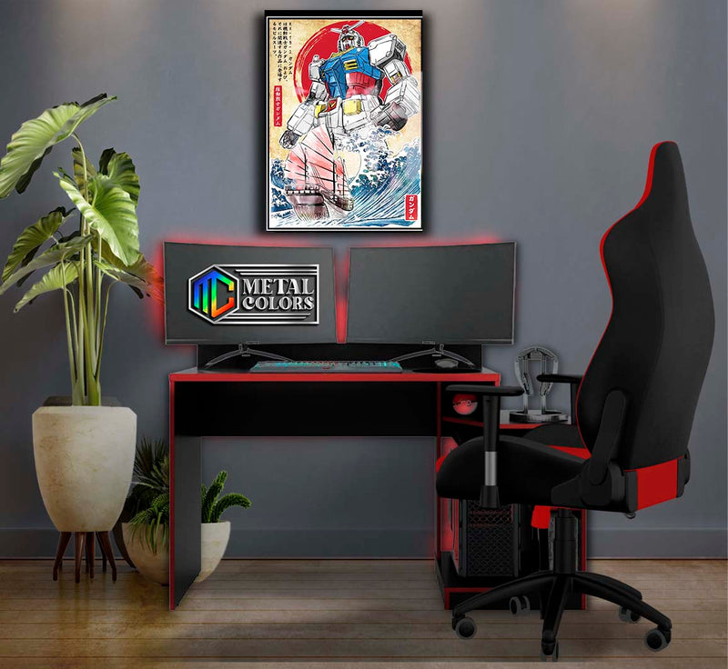 Quadro Metalizado Gundam Anime Placa Decorativa Brilhante