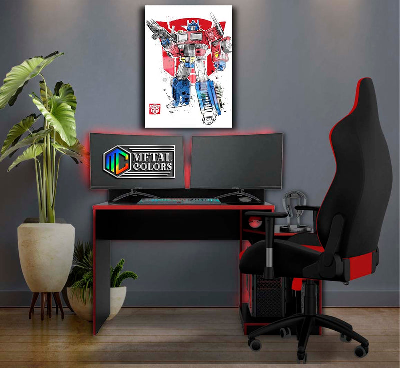 Quadro Metalizado Optimus Prime Transformers Art Placa Decorativa Brilhante