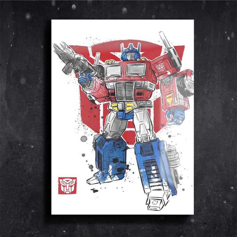 Quadro Metalizado Optimus Prime Transformers Art Placa Decorativa Brilhante