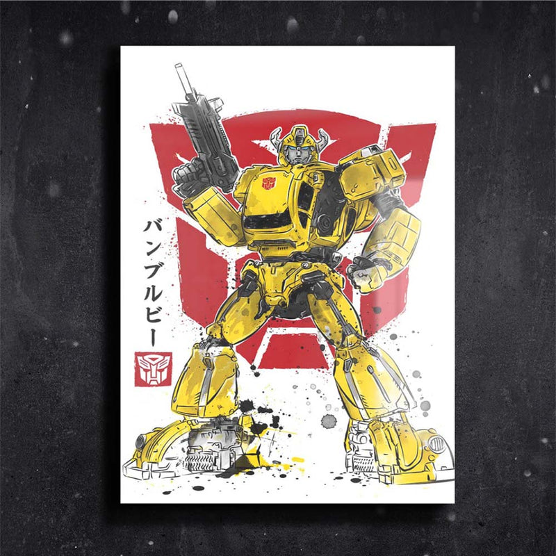 Quadro Metalizado Bumblebee Transformers Art Placa Decorativa Brilhante