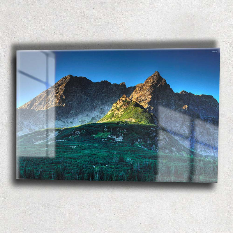 Quadro Metalizado Montanhas Placa Decorativa Brilhante