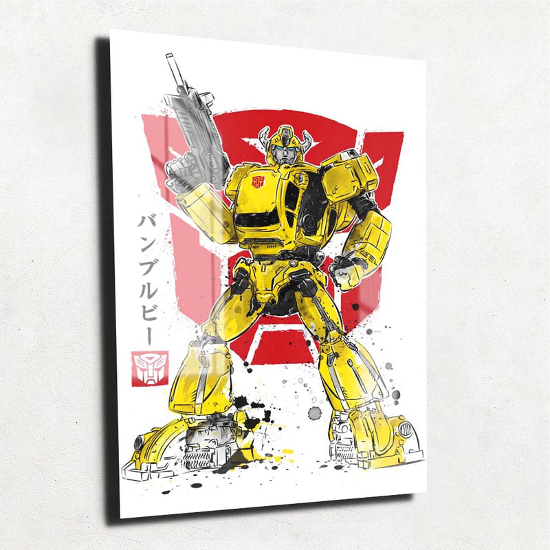 Quadro Metalizado Bumblebee Transformers Art Placa Decorativa Brilhante